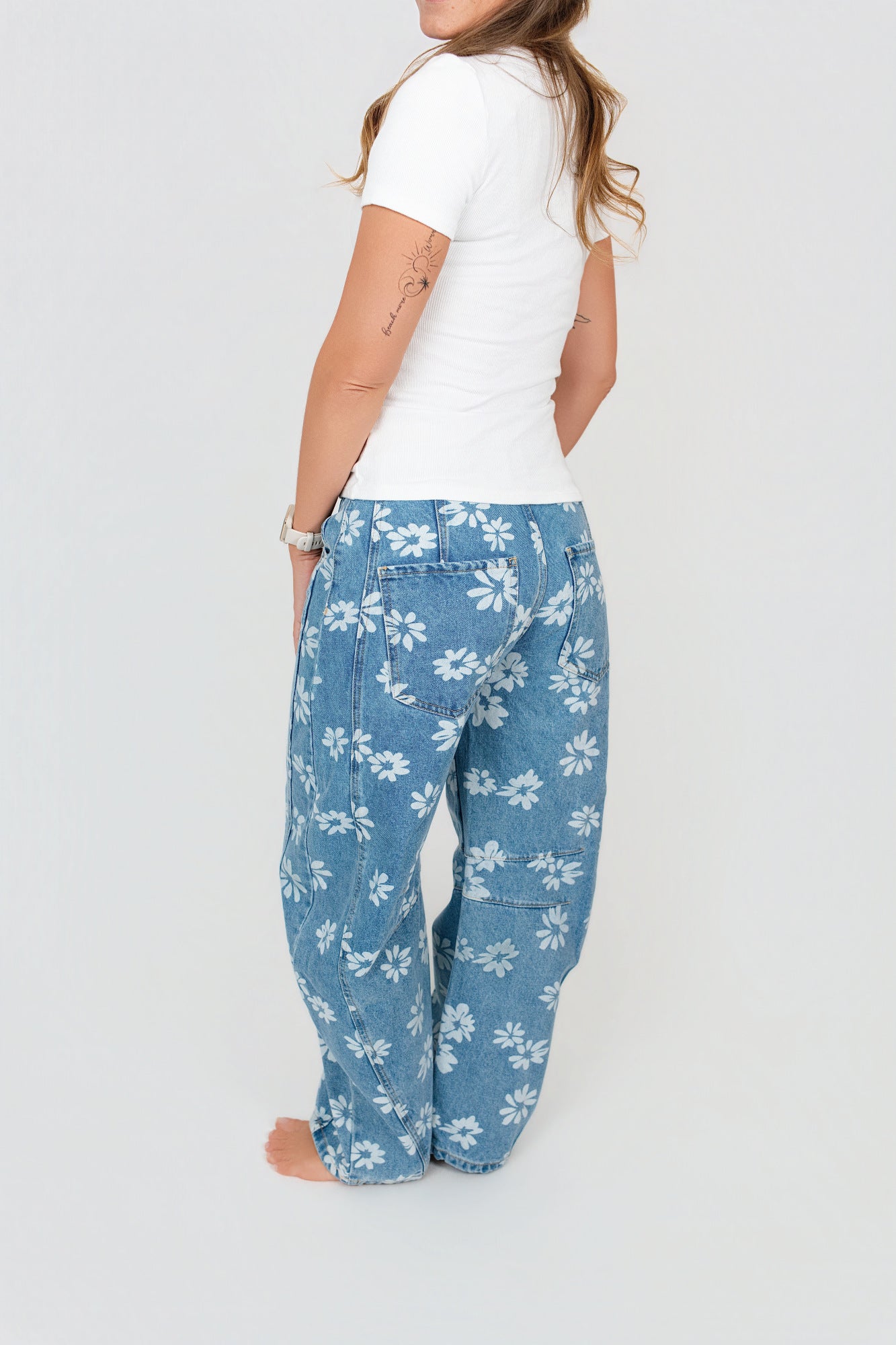 Jeans Balloon-Fit mit Blumen