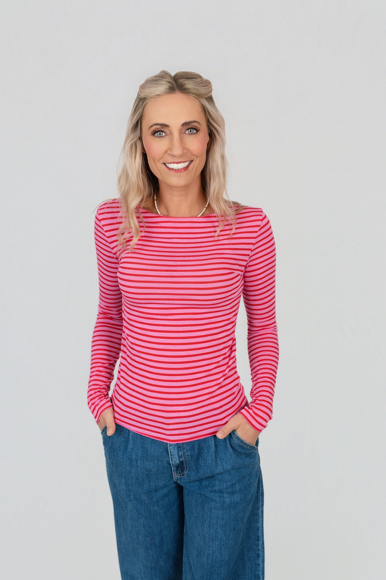 Langarmshirt mit Kaschmir gestreift