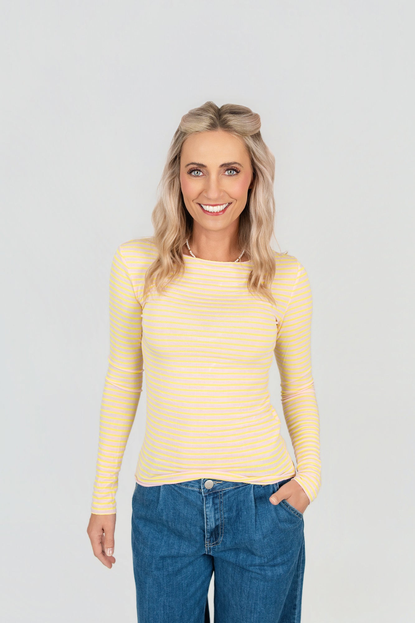 Langarmshirt mit Kaschmir gestreift