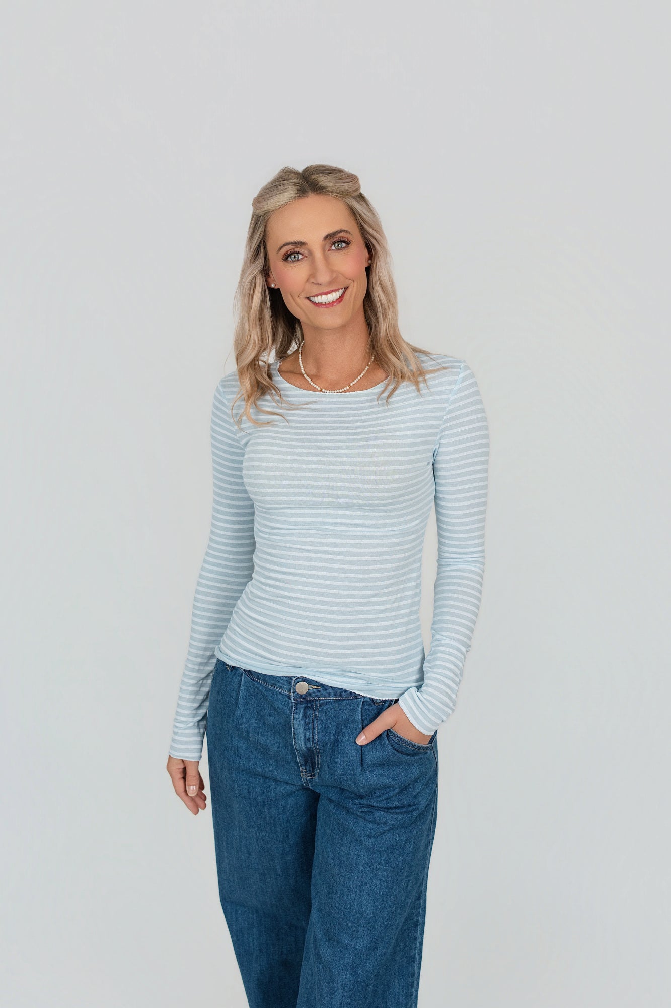 Langarmshirt mit Kaschmir gestreift