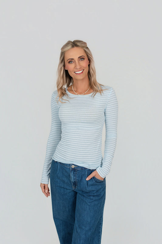 Langarmshirt mit Kaschmir gestreift