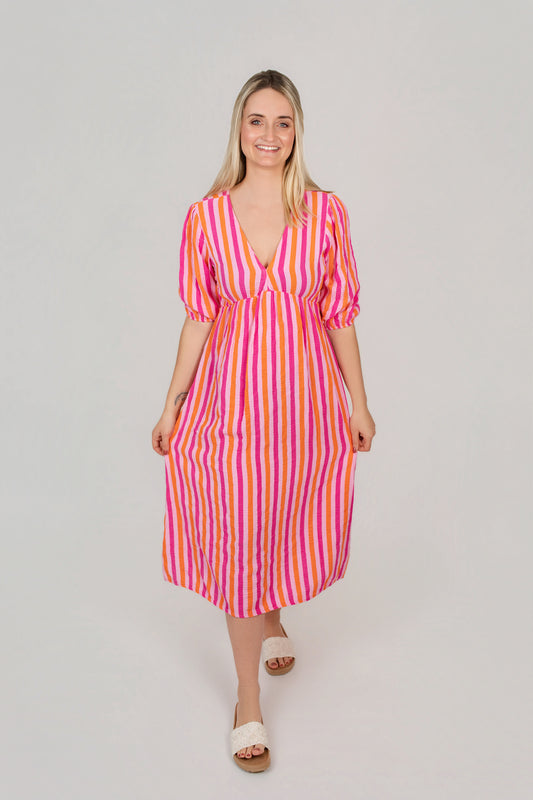 Musselin Kleid gestreift