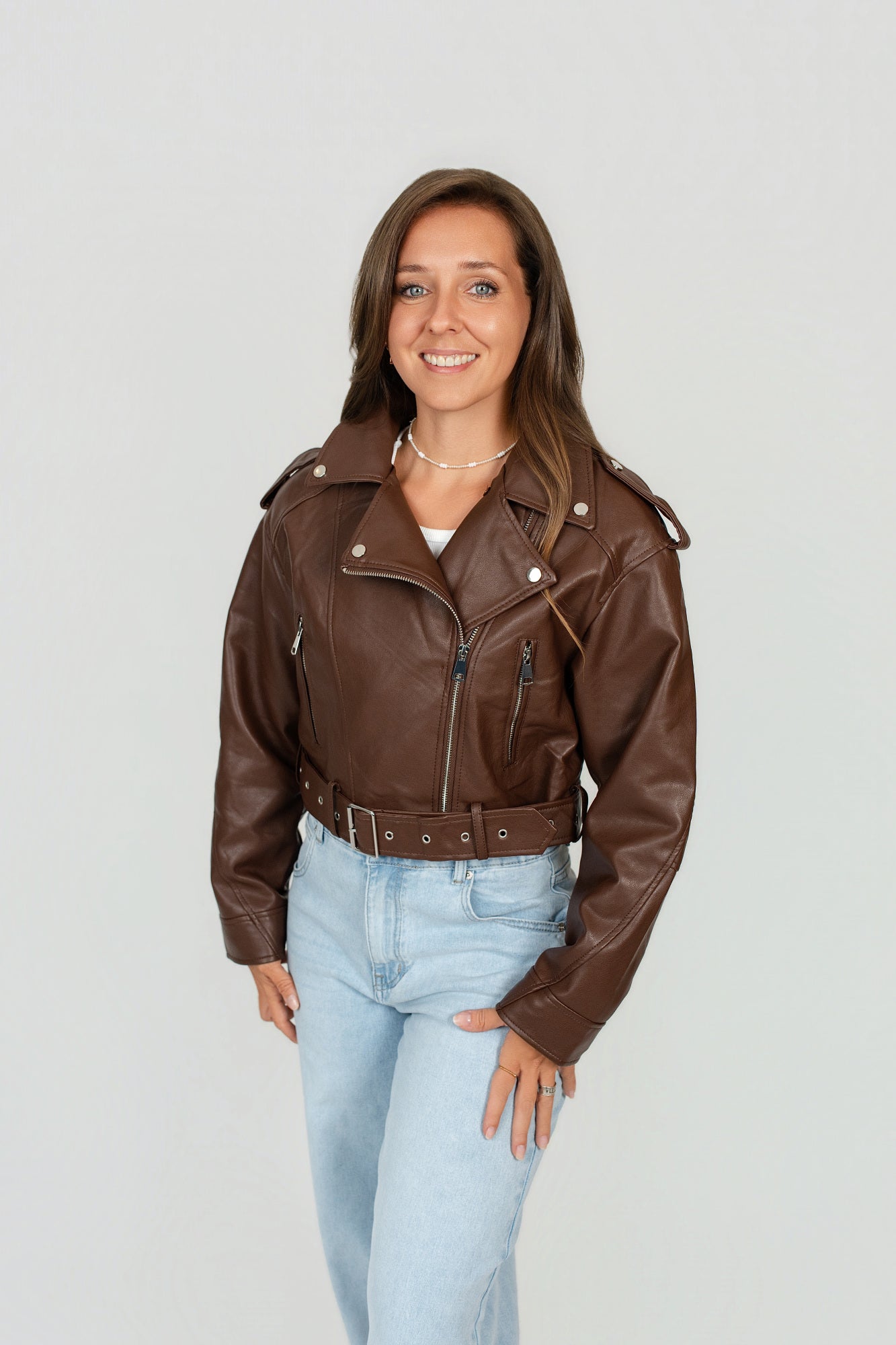 Jacke mit Kunstfellkragen kurz