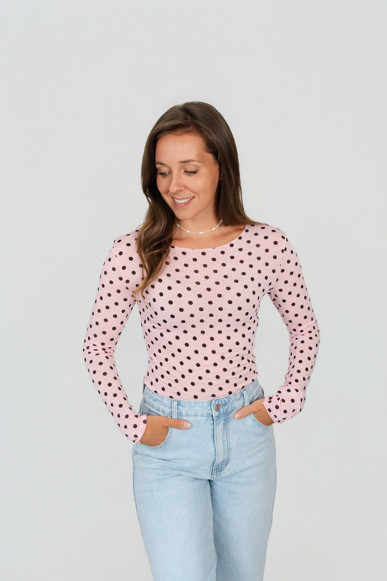 Langarmshirt mit Kaschmir Punkte