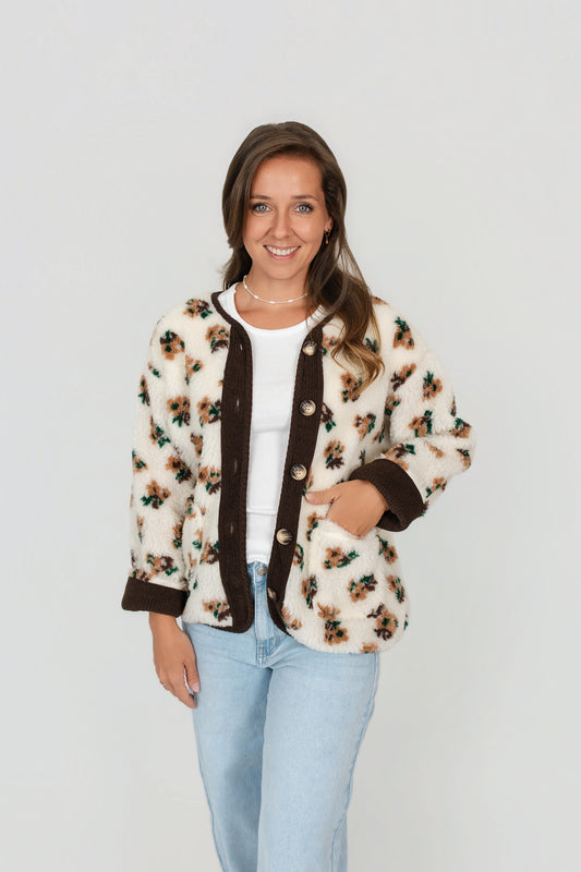 Teddyjacke mit Cord Blumen