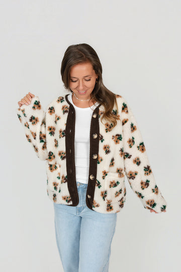 Teddyjacke mit Cord Blumen