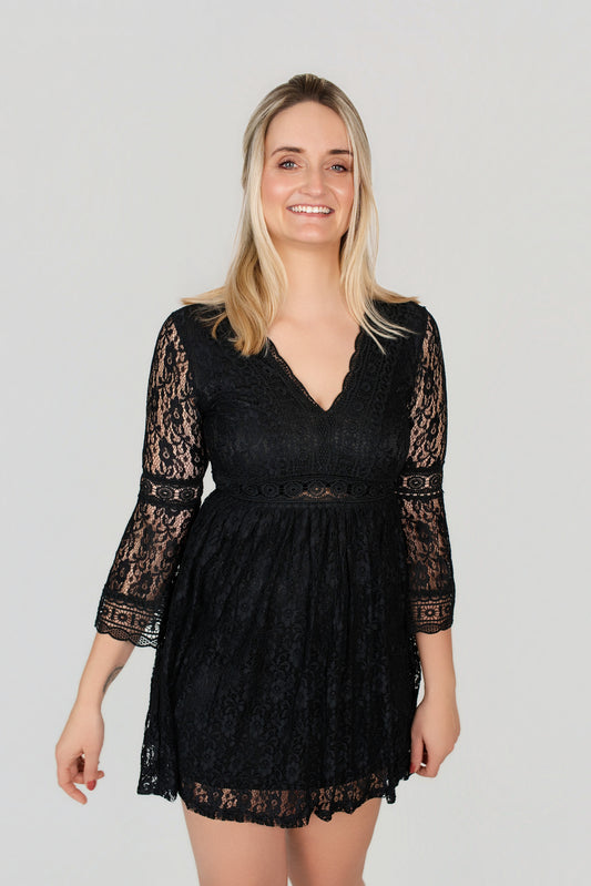 Kleid aus Spitze V-Ausschnitt