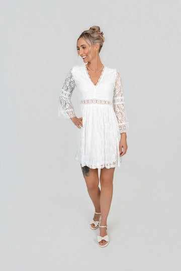 Kleid aus Spitze V-Ausschnitt