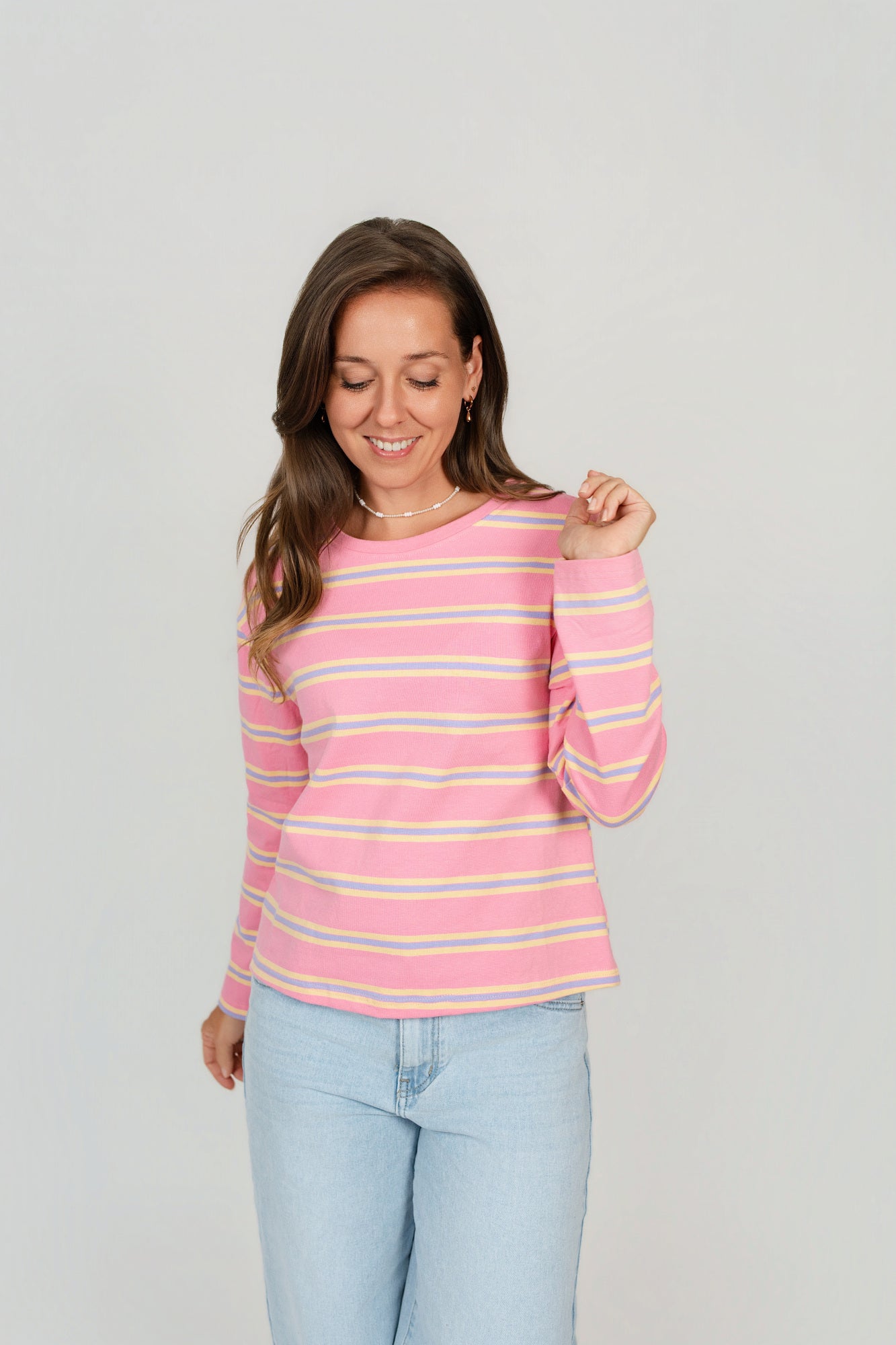 Langarmshirt gestreift Baumwolle