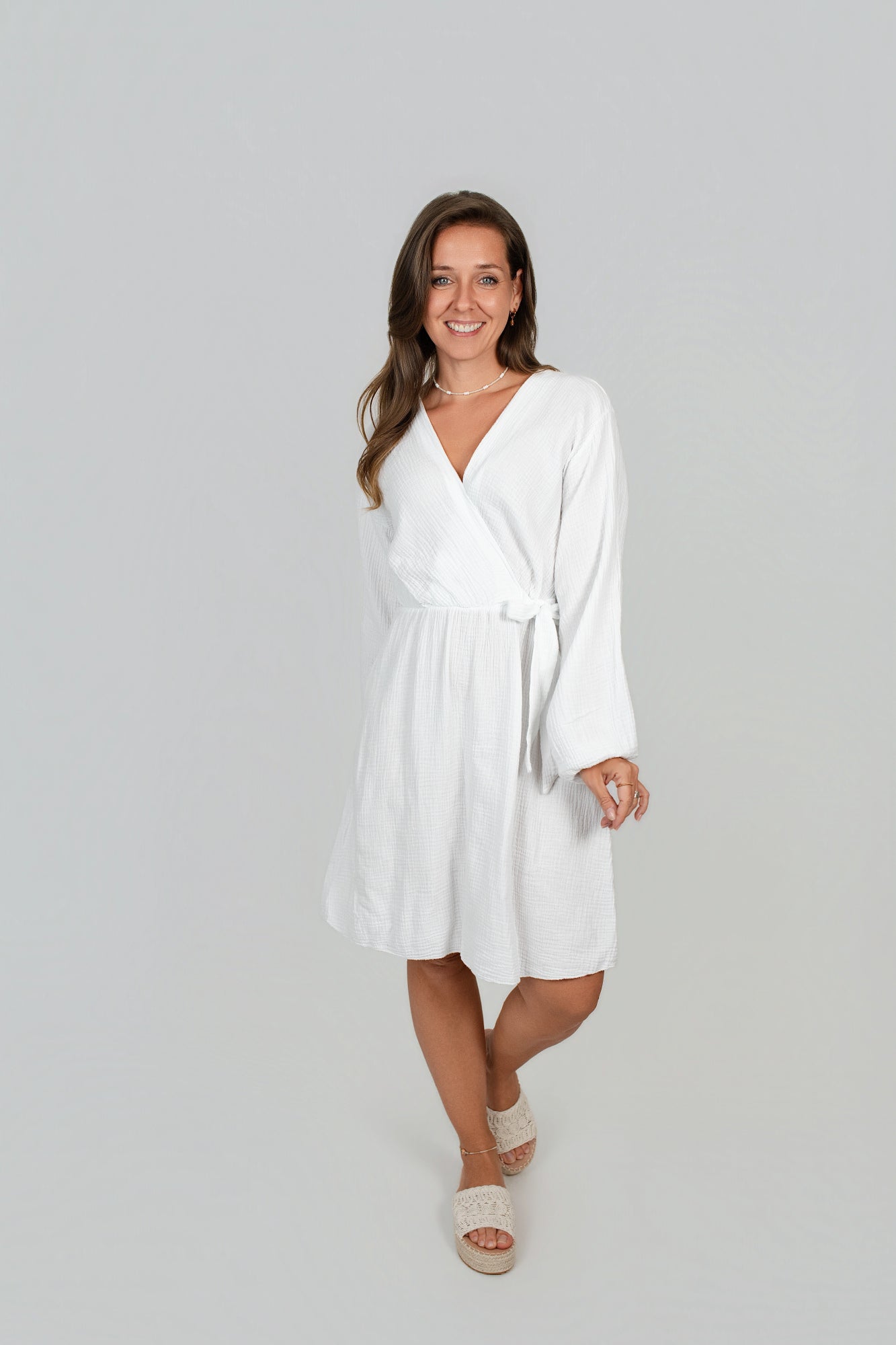 Musselin Kleid Langarm