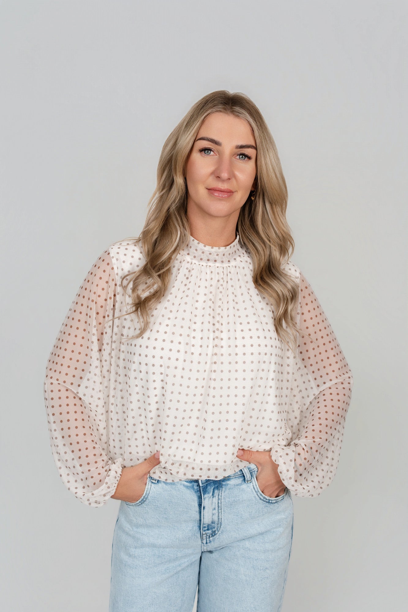 Chiffon Bluse Stehkragen