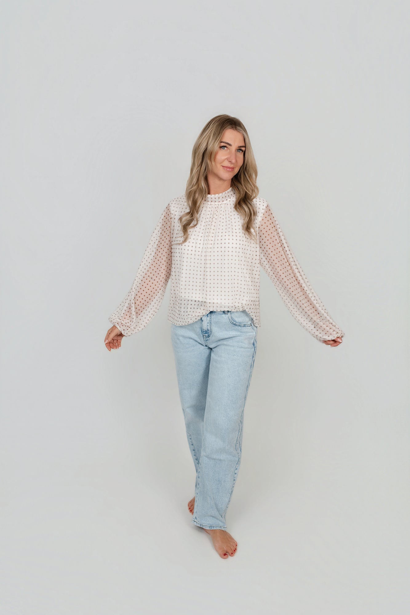Chiffon Bluse Stehkragen
