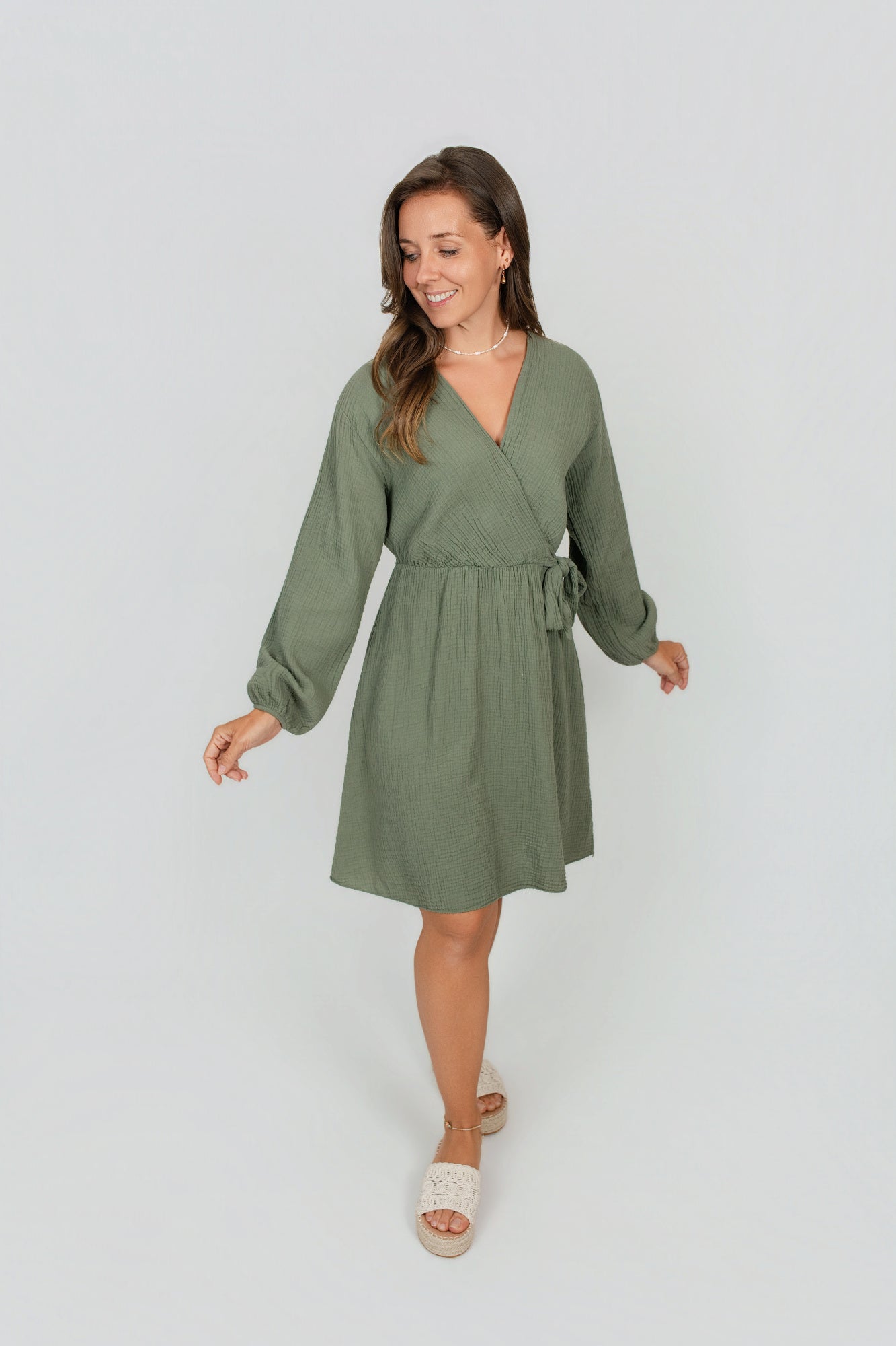 Musselin Kleid Langarm