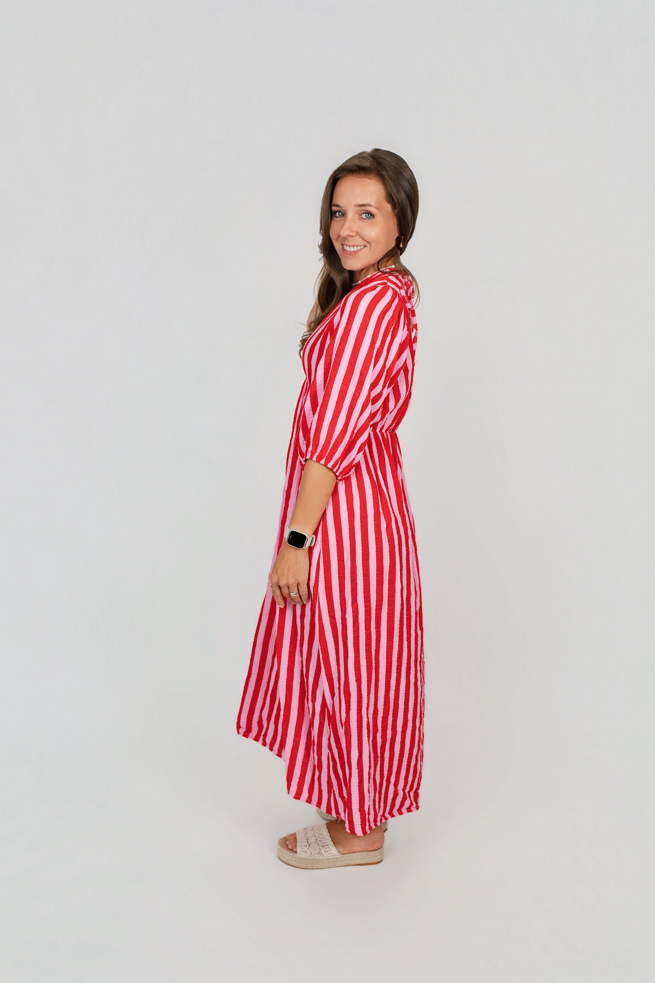 Musselin Kleid gestreift