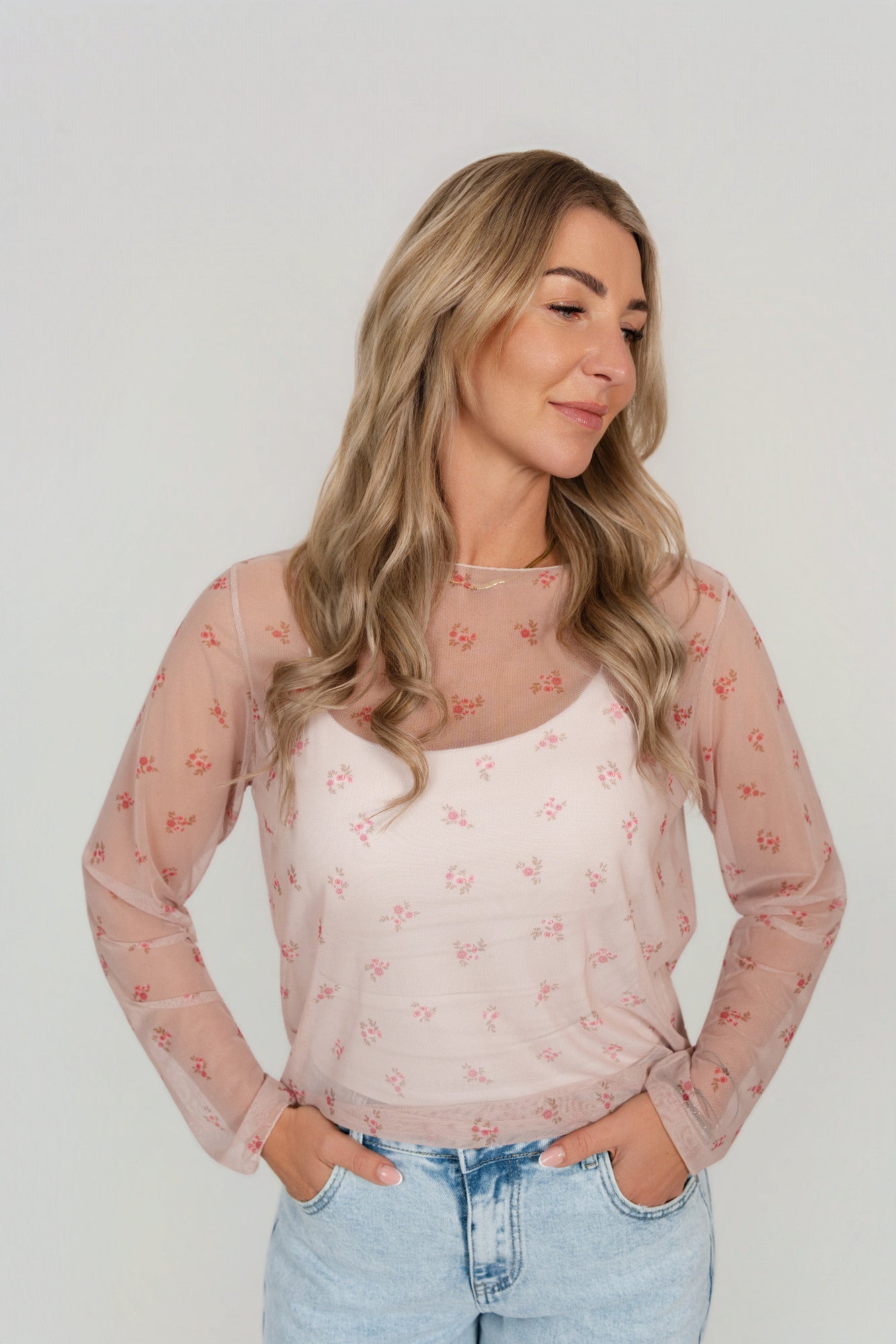 Mesh Shirt mit Blumen