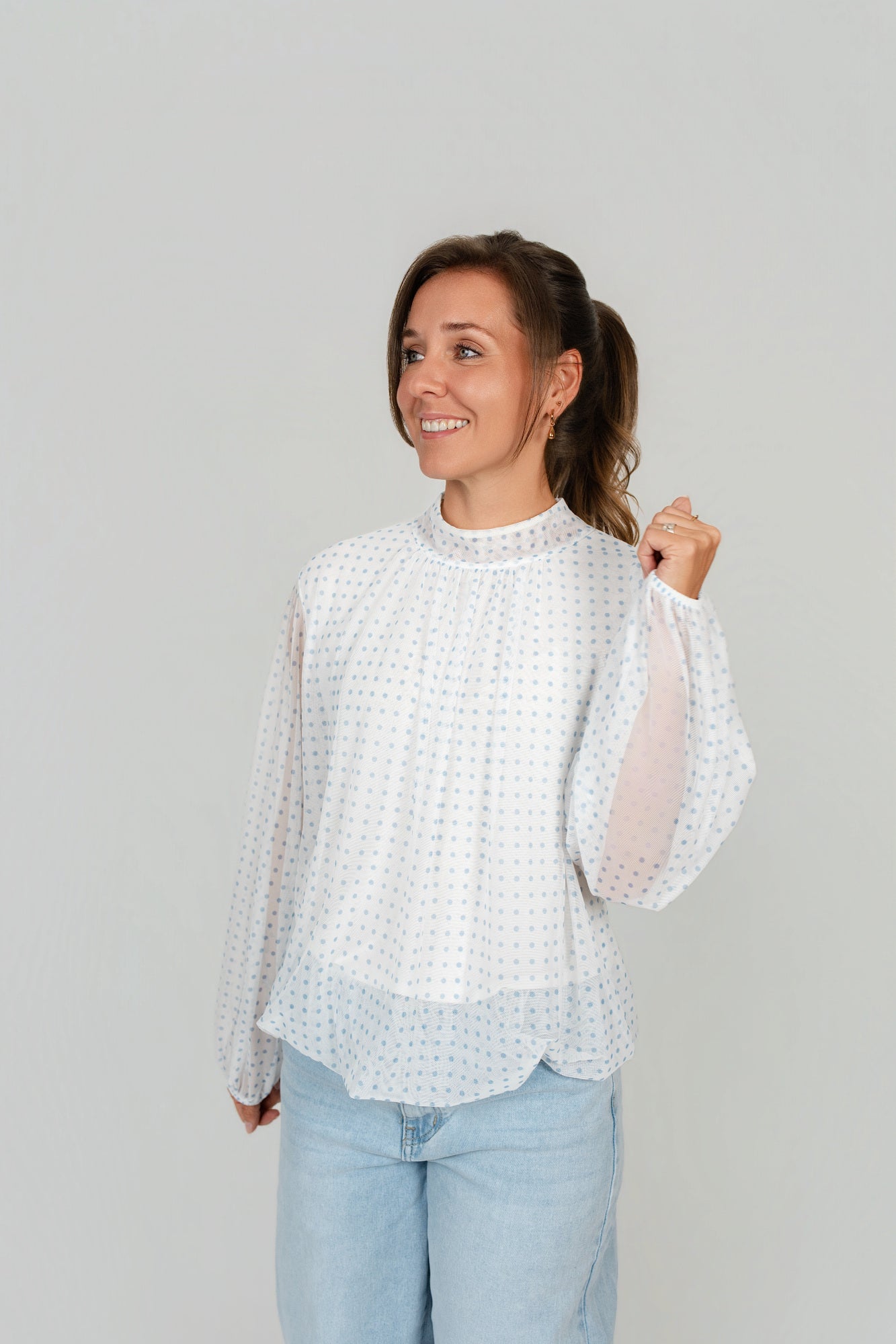 Chiffon Bluse Stehkragen