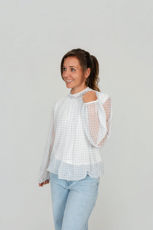 Chiffon Bluse Stehkragen