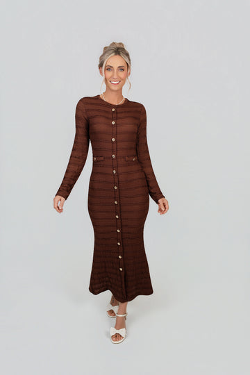 Maxi Kleid mit goldenen Knöpfen