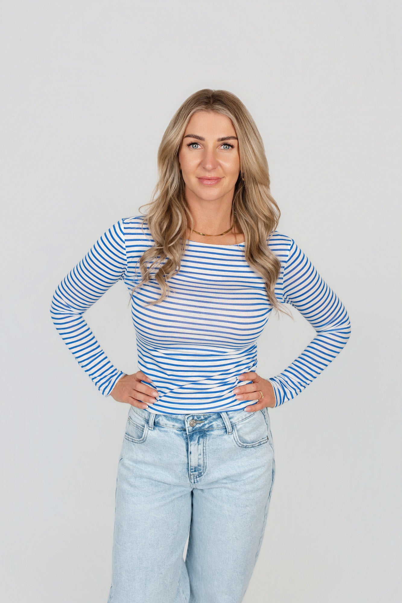 Langarmshirt mit Kaschmir gestreift