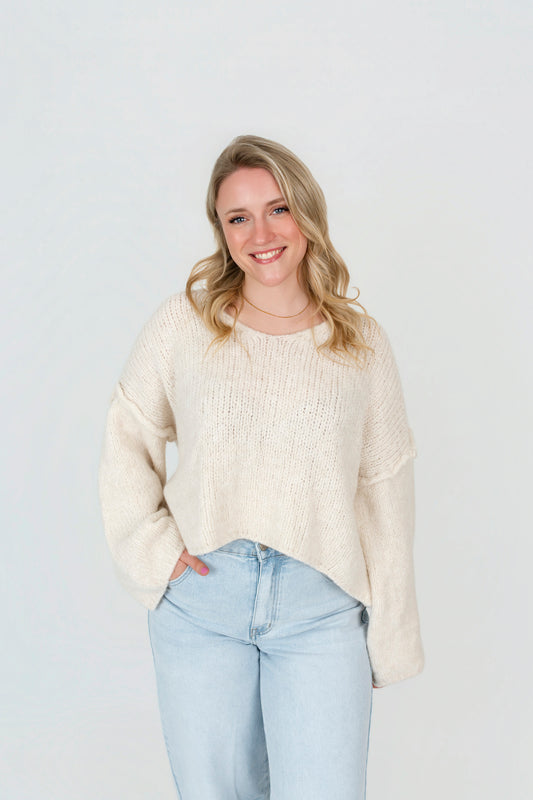 Pullover Oversized mit V-Ausschnitt in kurz