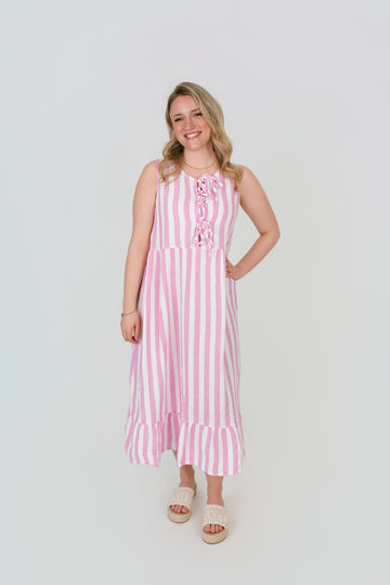 Musselin Kleid mit Streifen und Schleife