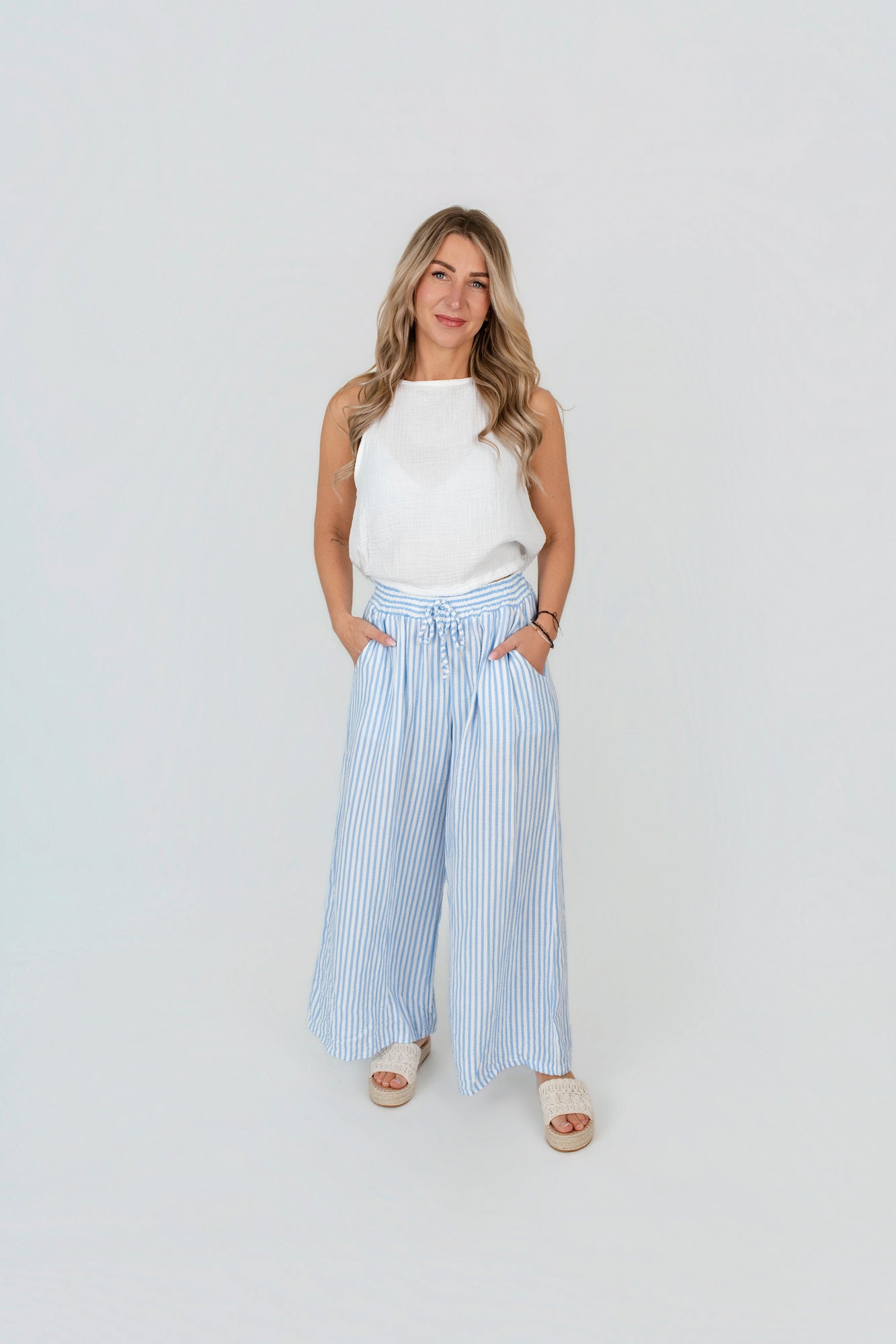 Stoffhose aus Baumwolle mit Streifen
