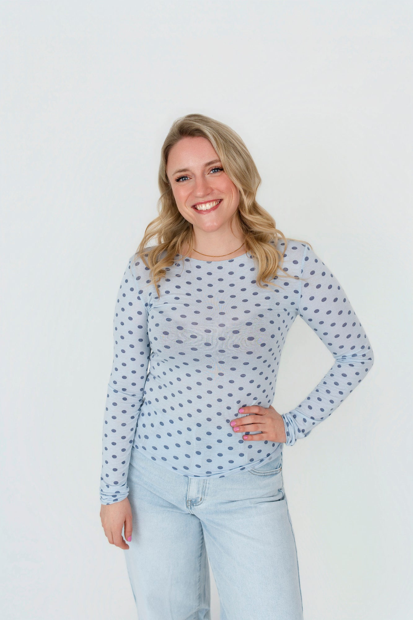Langarmshirt mit Kaschmir Punkte