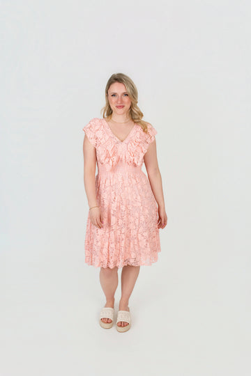Kleid mit Spitze V-Ausschnitt
