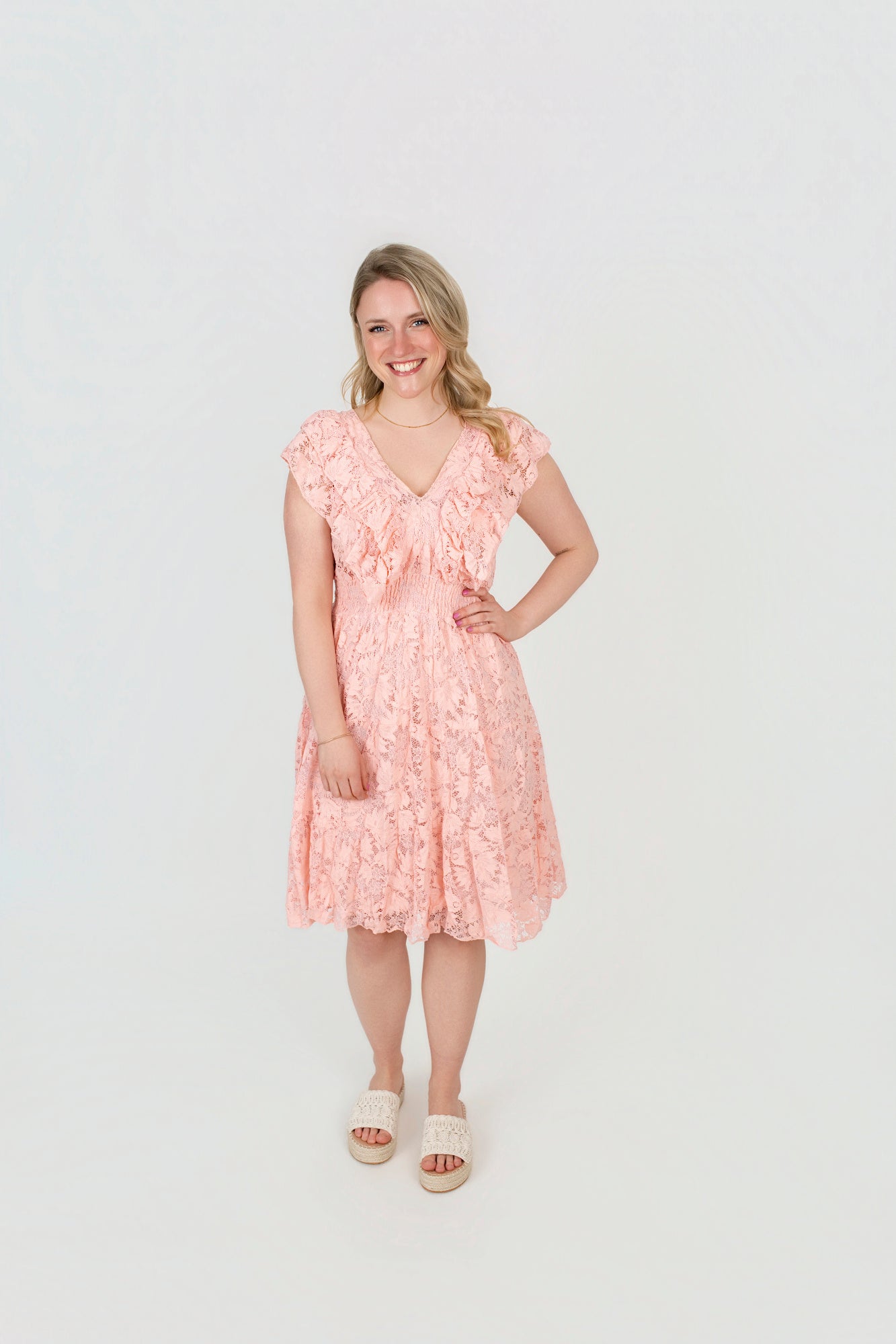 Kleid mit Spitze V-Ausschnitt