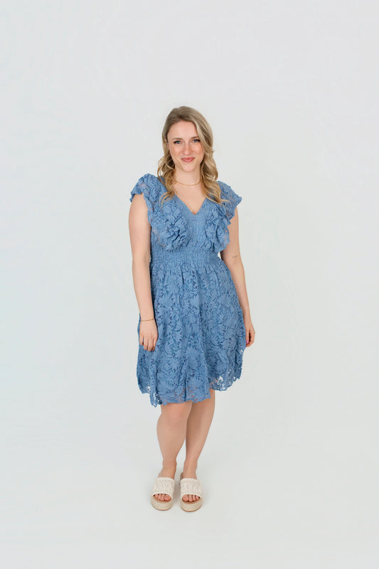 Kleid mit Spitze V-Ausschnitt