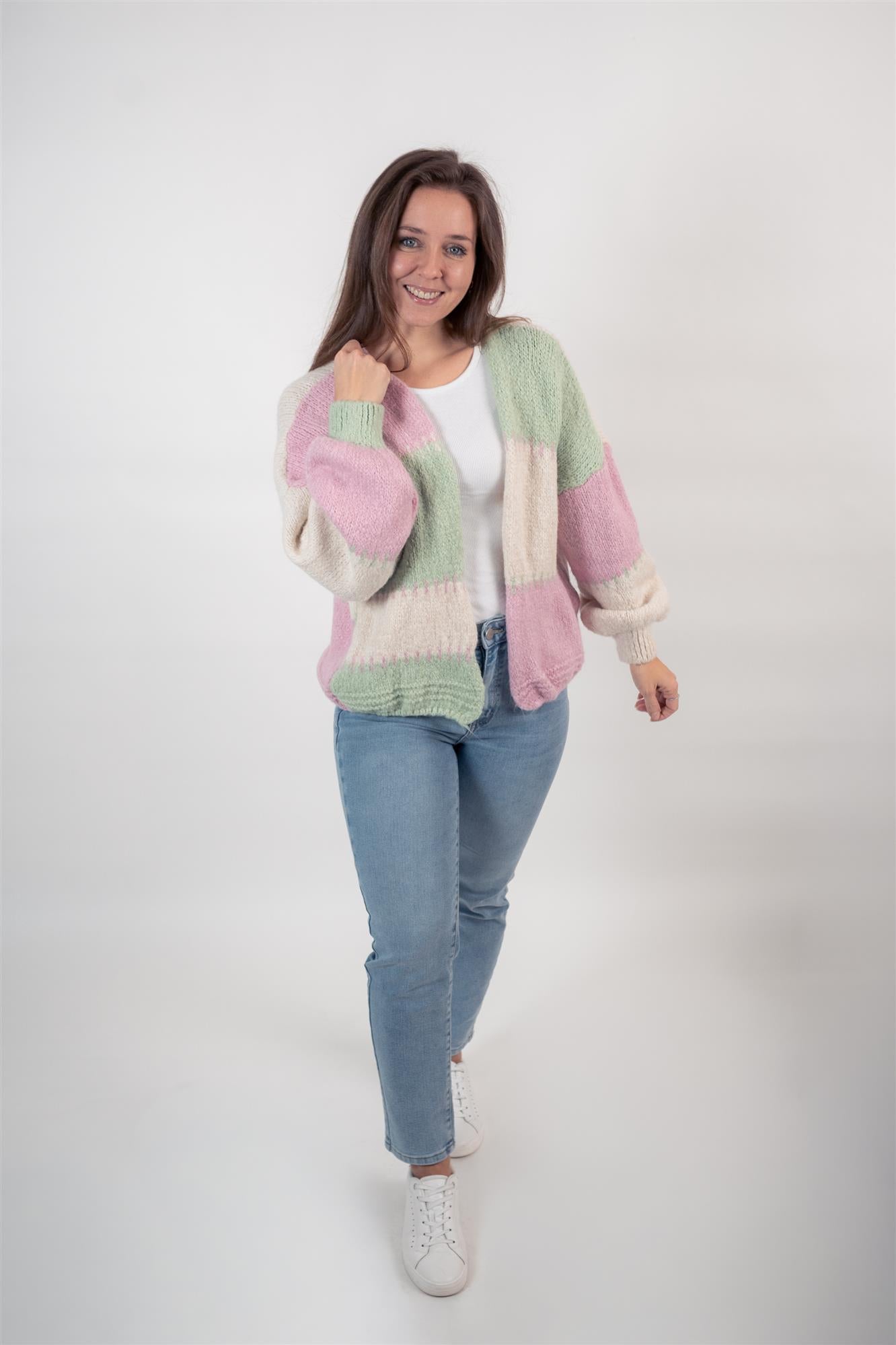 Cardigan mit Colour-Block-Muster