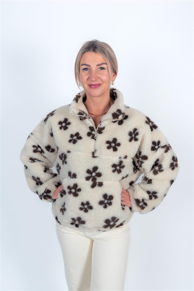 Sweater in Teddyfleece Blumen