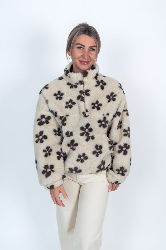 Sweater in Teddyfleece Blumen