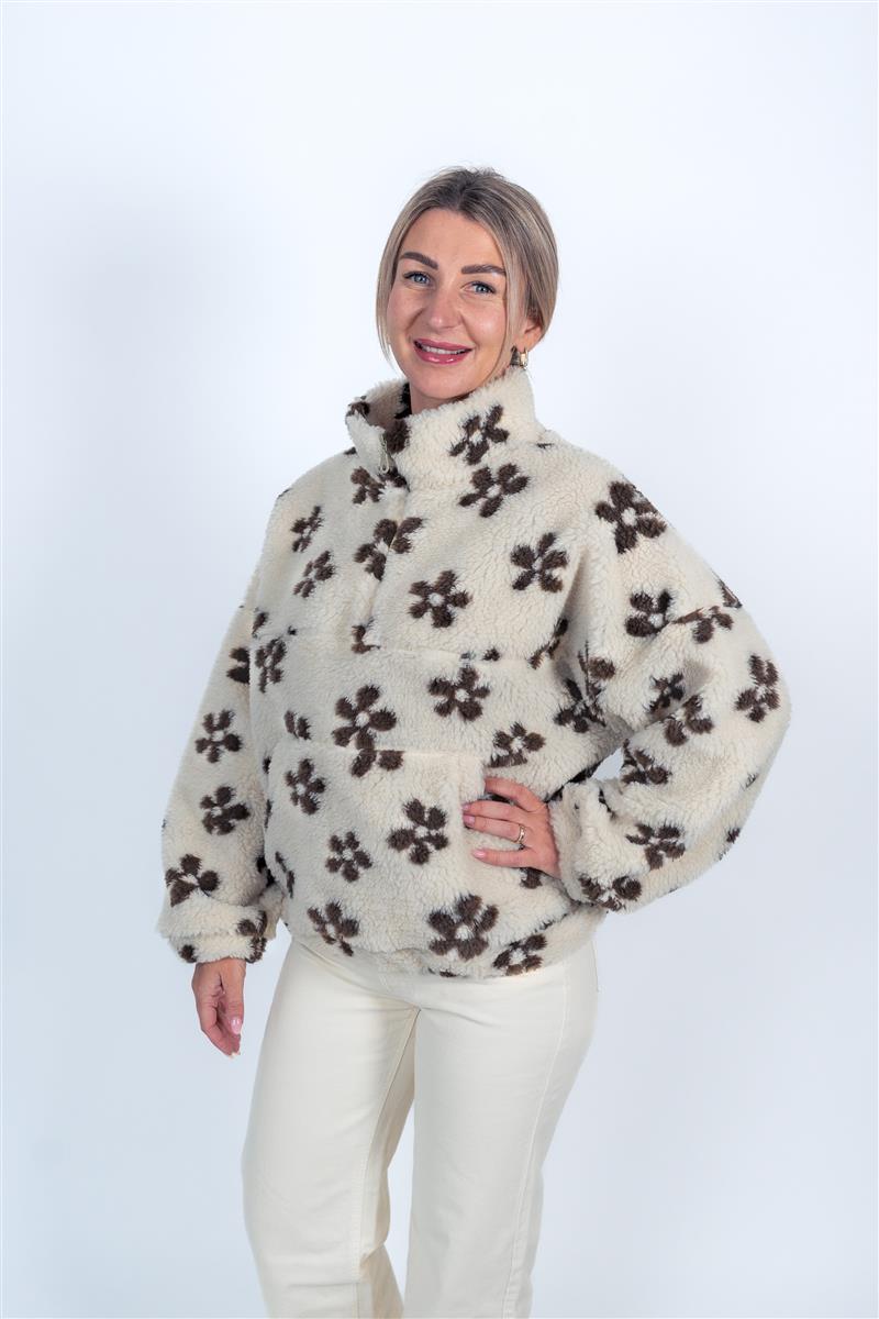 Sweater in Teddyfleece Blumen
