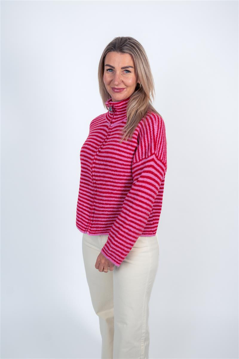 Zip-Up Cardigan gestreift