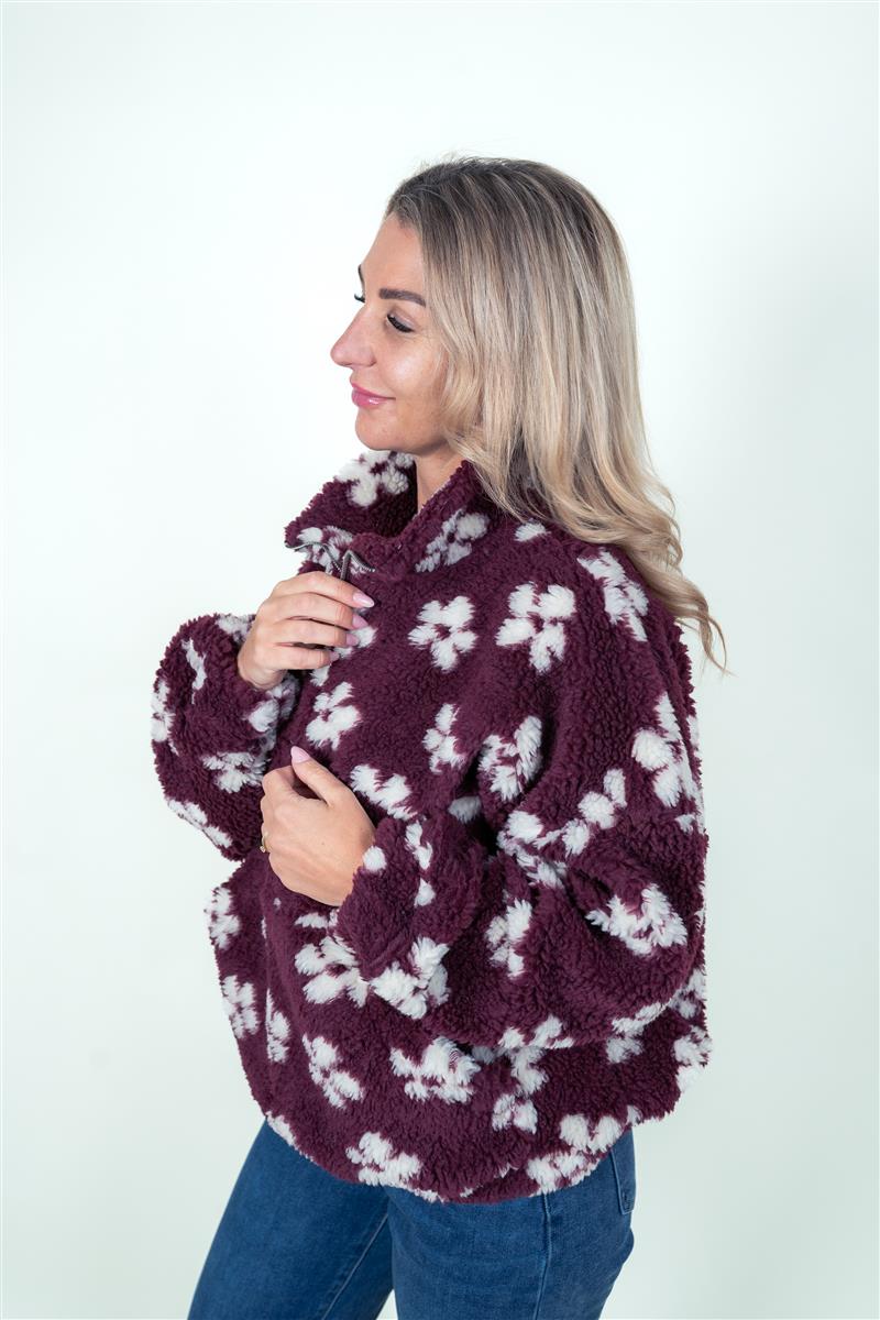 Sweater in Teddyfleece Blumen