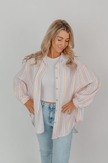 Musselin Bluse mit bunten Streifen