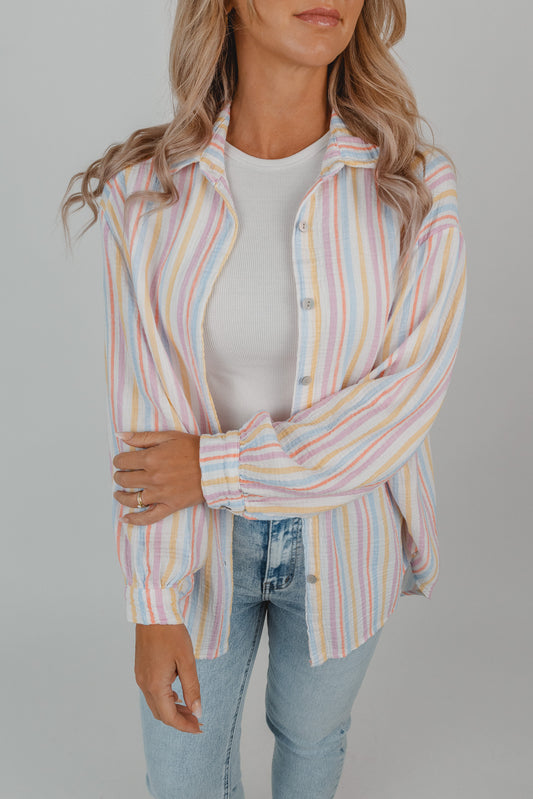 Musselin Bluse mit bunten Streifen