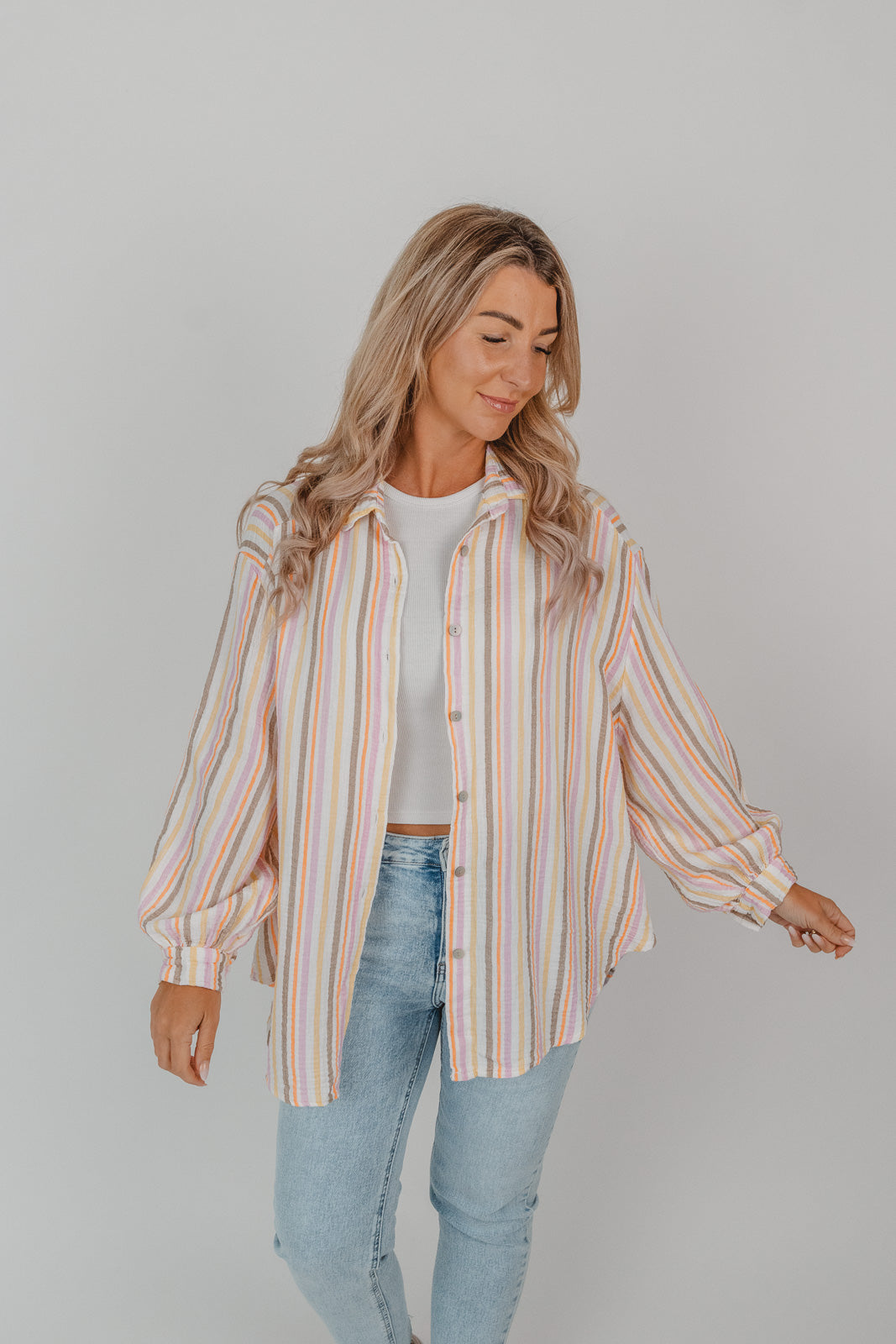 Musselin Bluse mit bunten Streifen