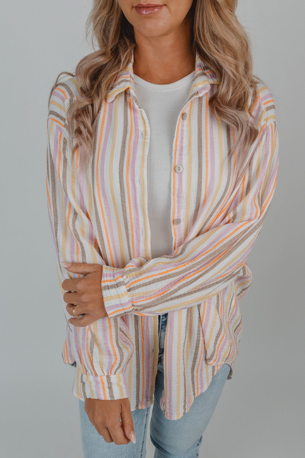Musselin Bluse mit bunten Streifen