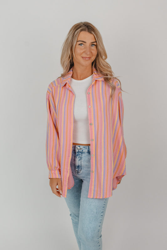 Musselin Bluse mit bunten Streifen