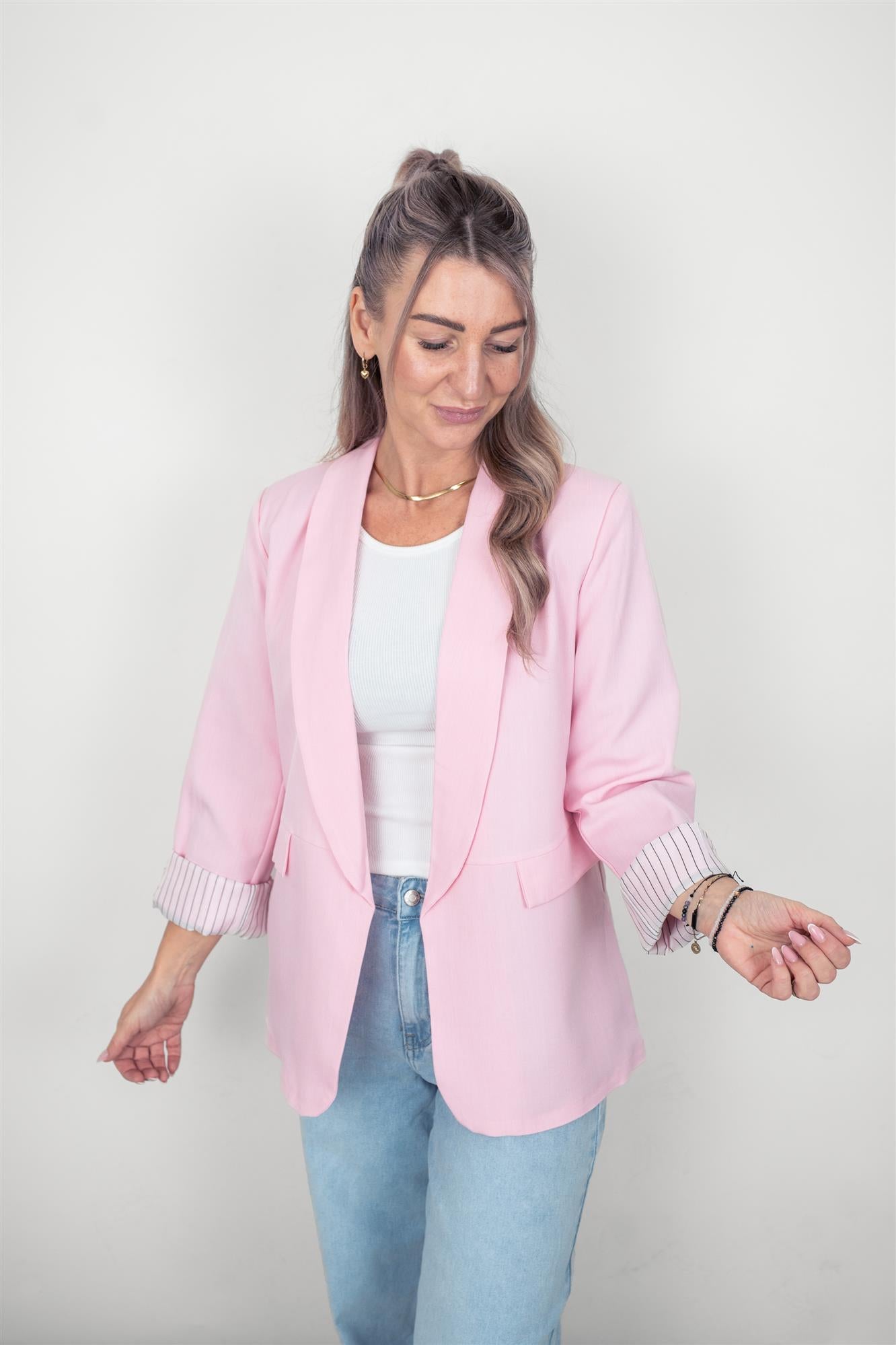 Blazer mit gestreiftem Futter